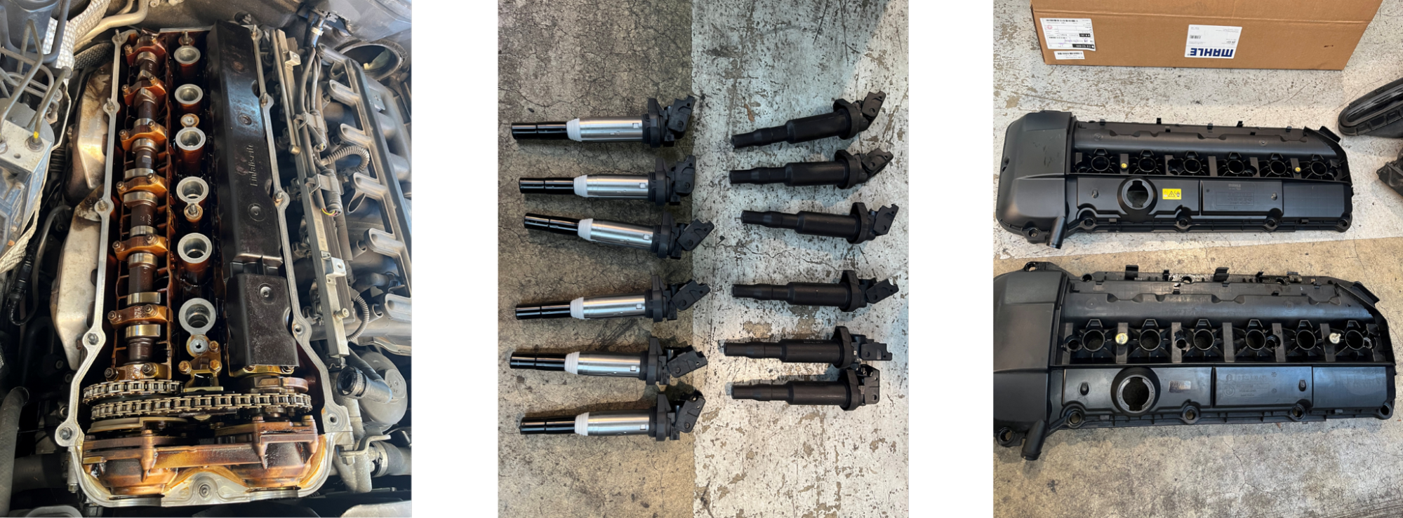 BMW 525i　ヘッドカバー脱着、イグニッションコイル交換