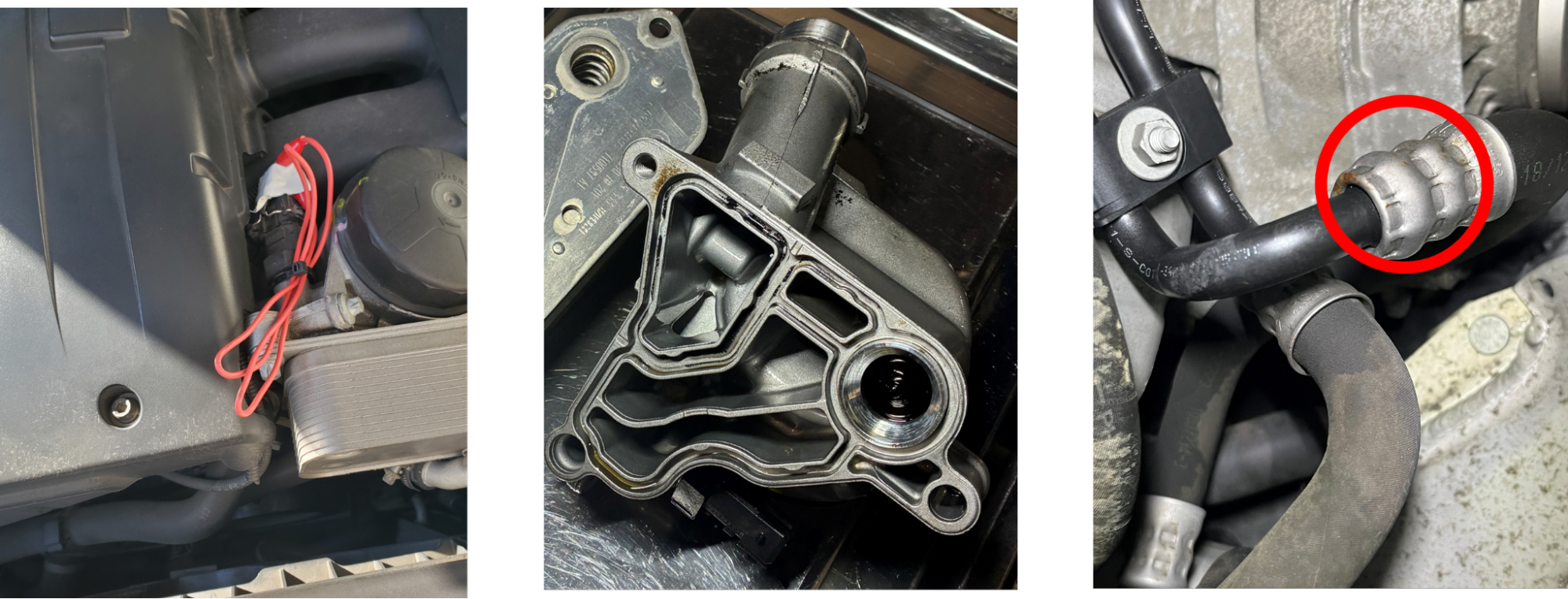 BMW 325i 配線切れ、オイルエレメントブロック、ATクーラーホース