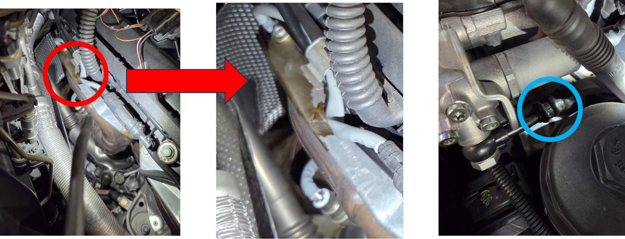 BMW　525i　エンジンヘッドカバー、バノスオイルホース