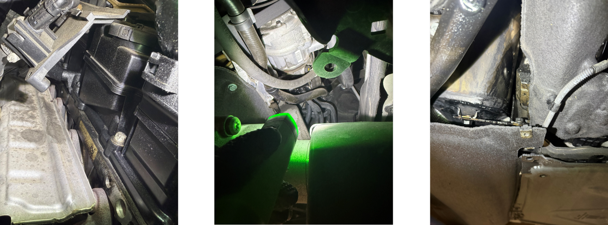 BMW 320d エンジンヘッドカバーとオイルフィルターからオイル漏れ