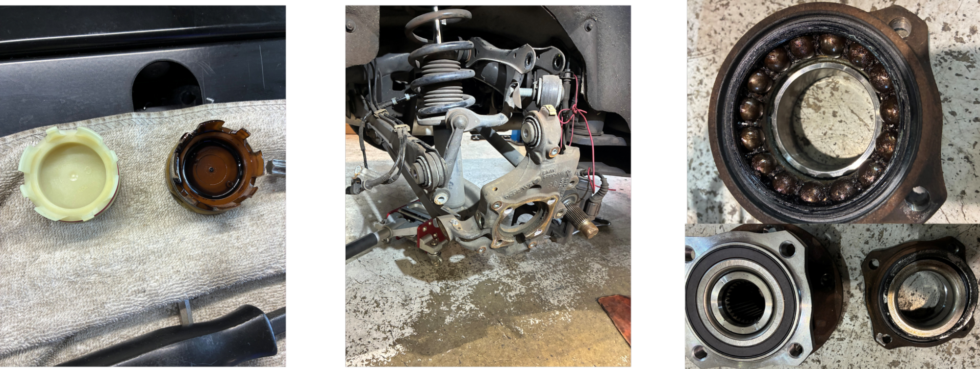 BMW　X3　目隠しキャップ交換、リアハブベアリング交換