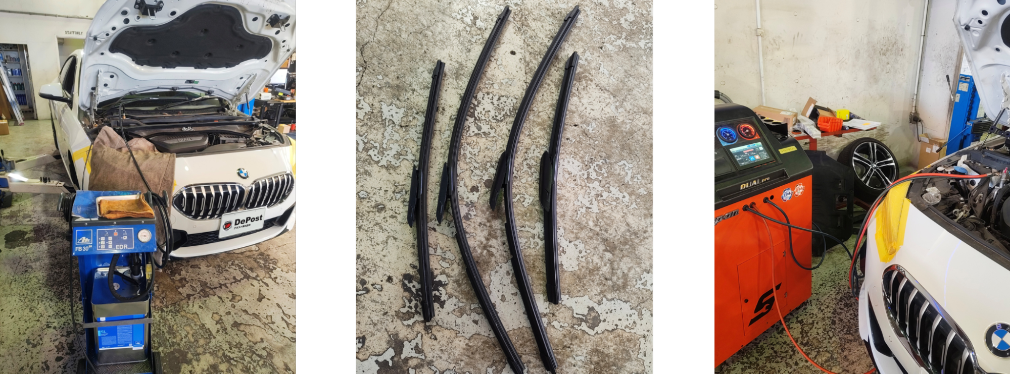 BMW 218d　ブレーキフルード交換・エア抜き、フロントワイパーブレードの交換、エアコンラインドライ洗浄