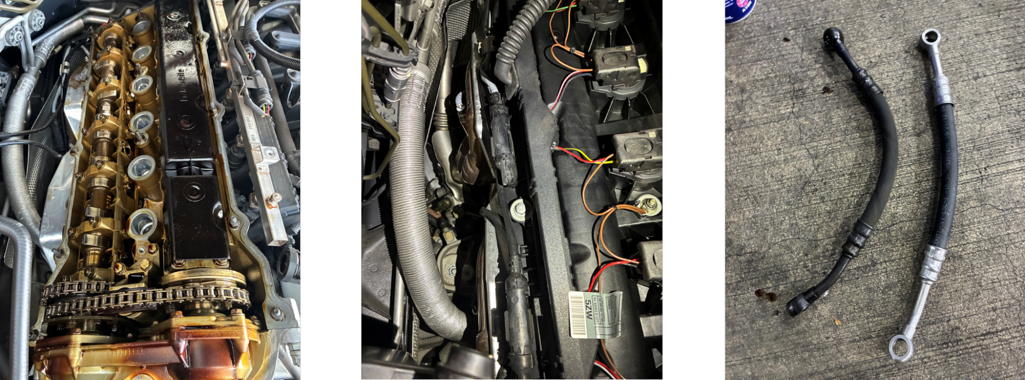 BMW　525i　ヘッドカバー交換、バノスオイルホース交換