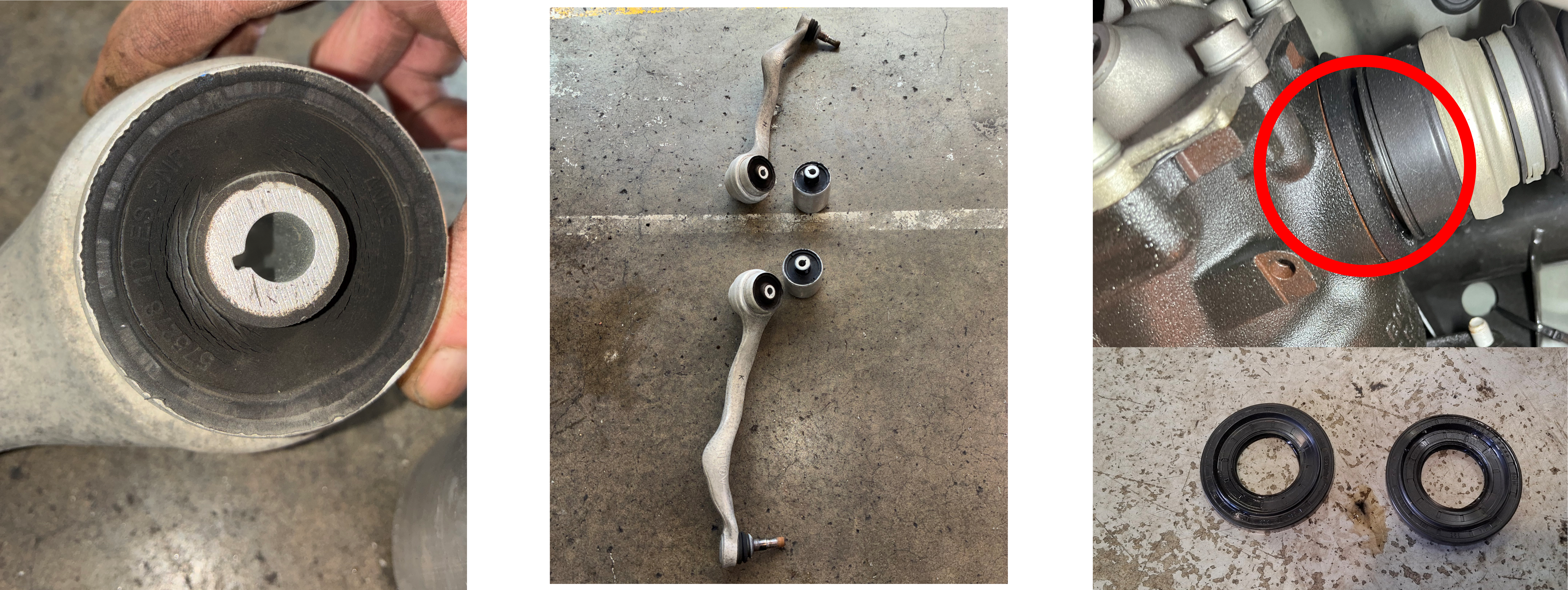 BMW 320d　コントロールアームブッシュ交換、デフサイドシール交換