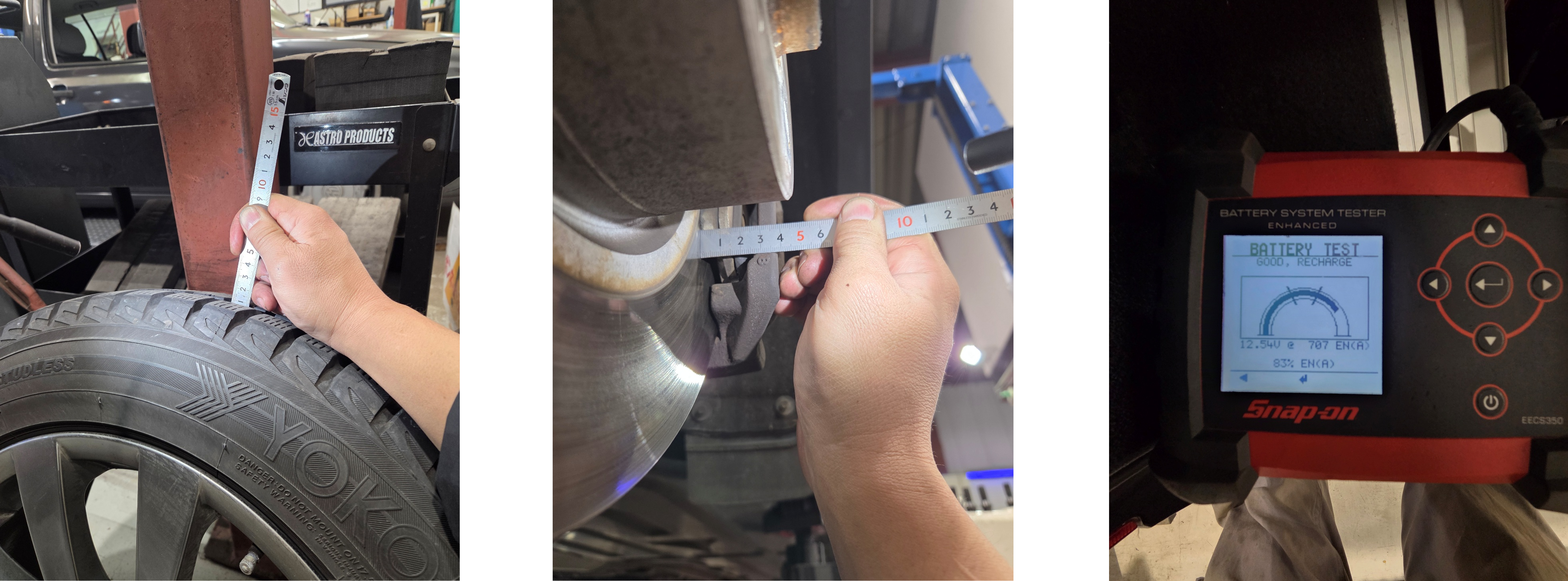 BMW X3 タイヤ・ブレーキ残量測定、バッテリー電圧測定