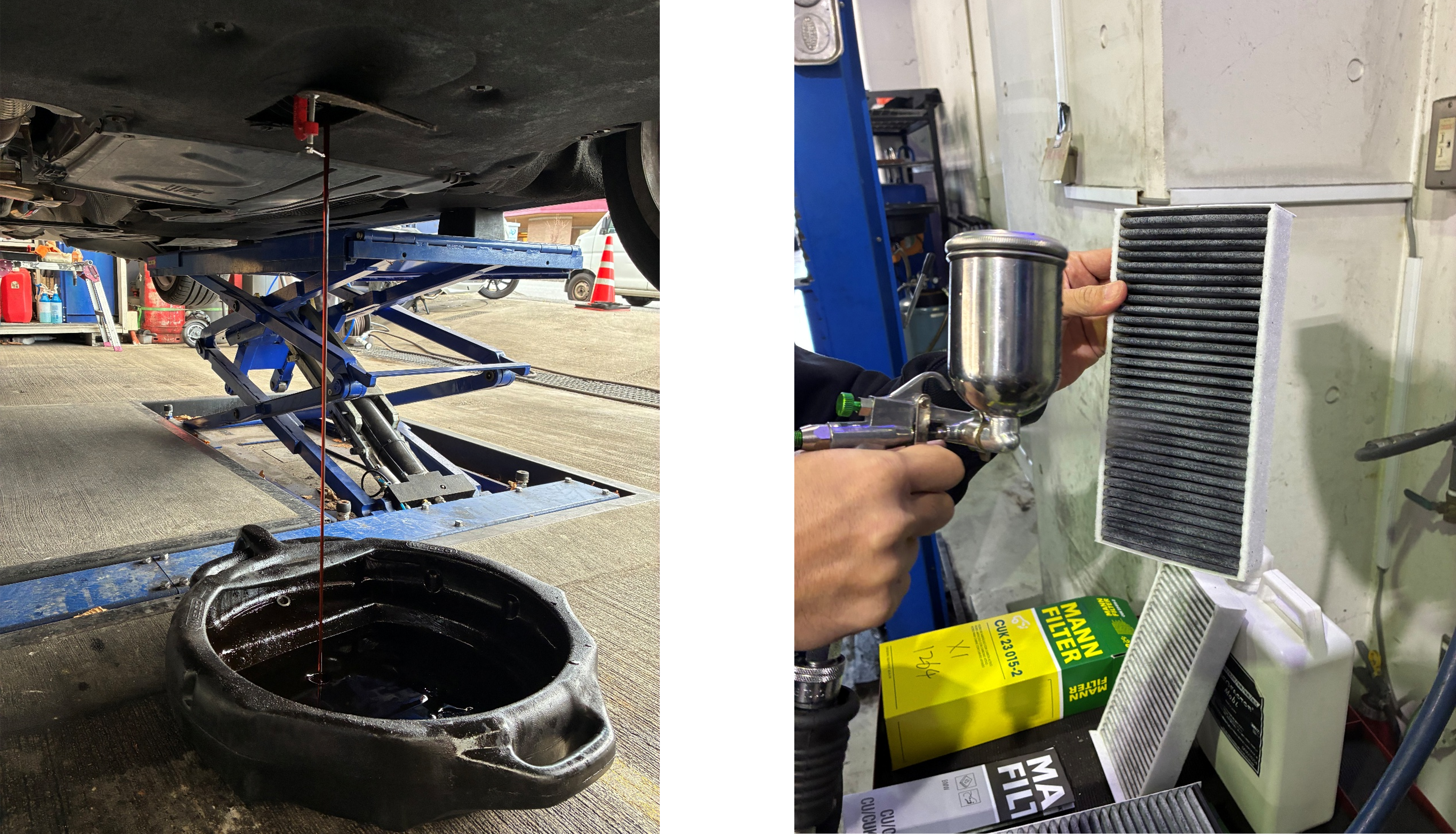 BMW 320i　エンジンオイル・オイルフィルター交換、エアコンフィルター交換