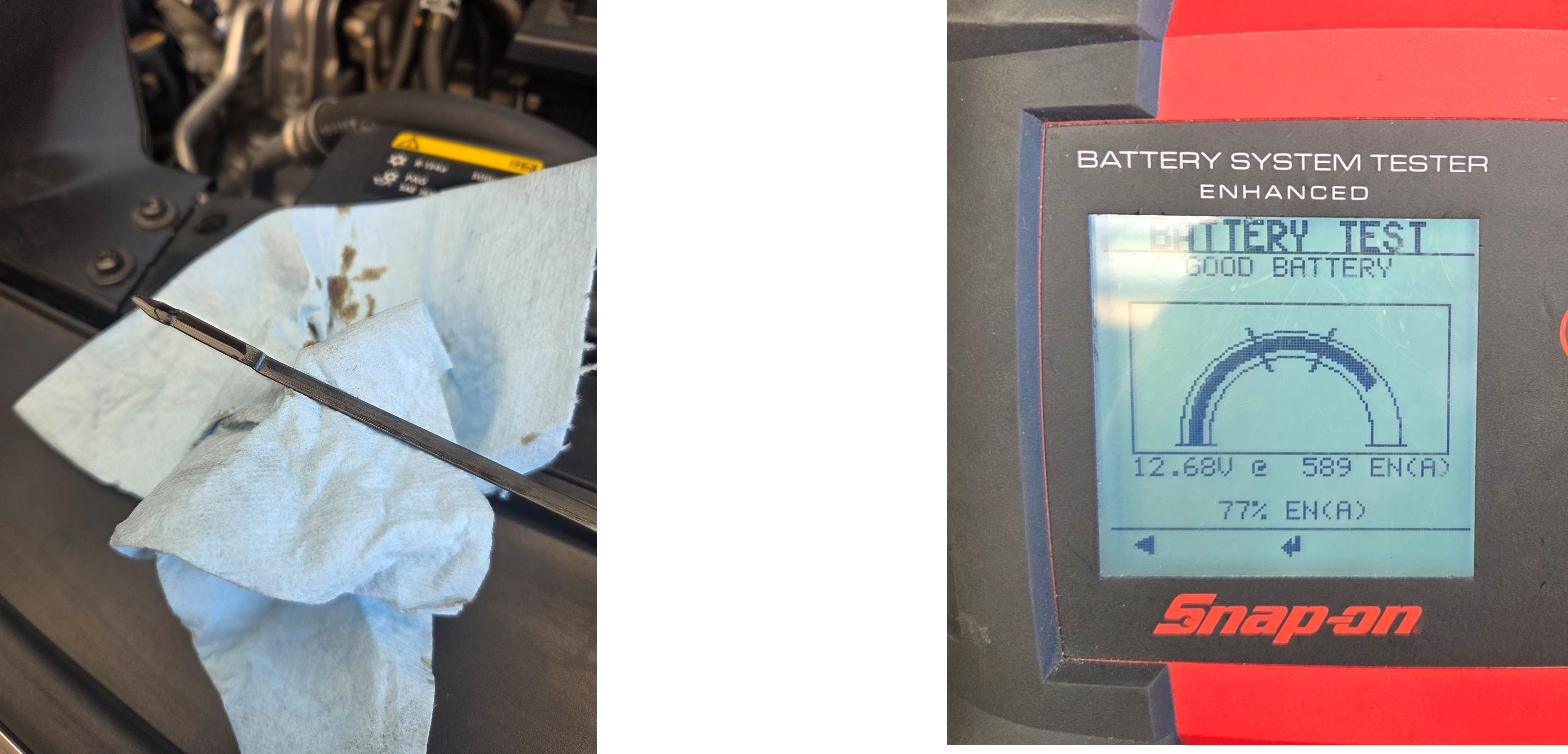 フォルクスワーゲン　パサート　エンジンオイル交換、バッテリー電圧測定