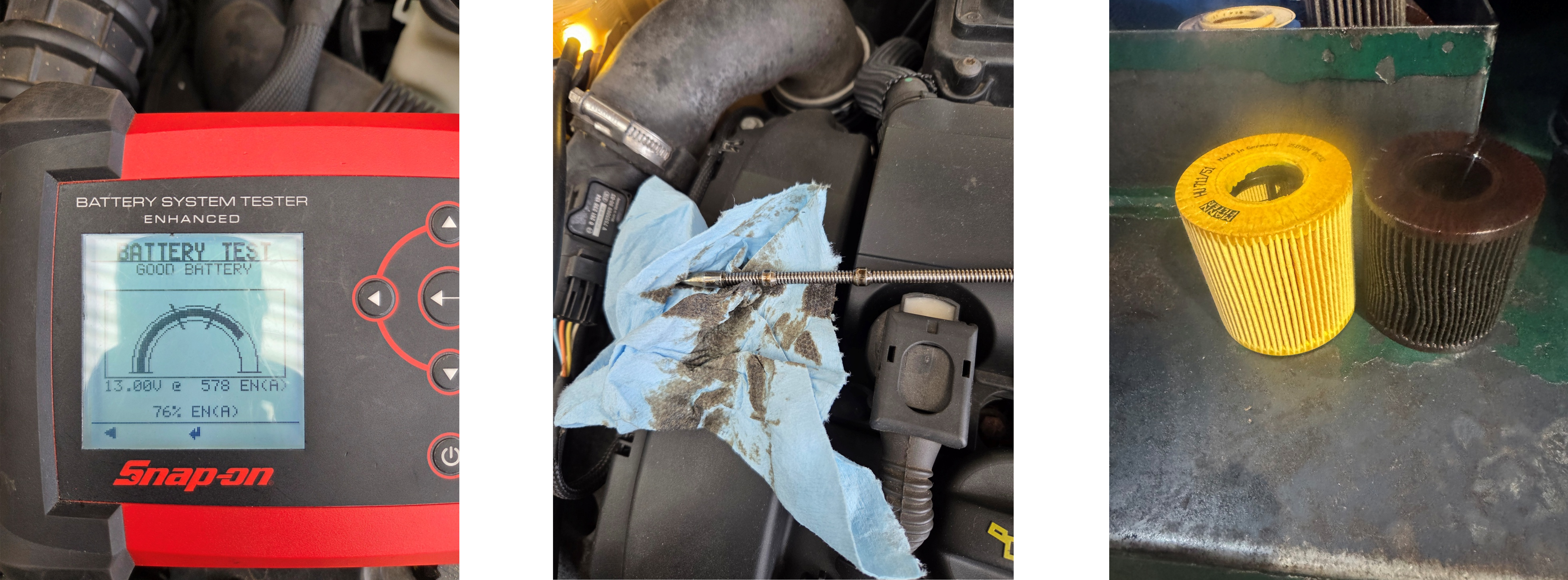 MINI バッテリー電圧測定、エンジンオイル交換