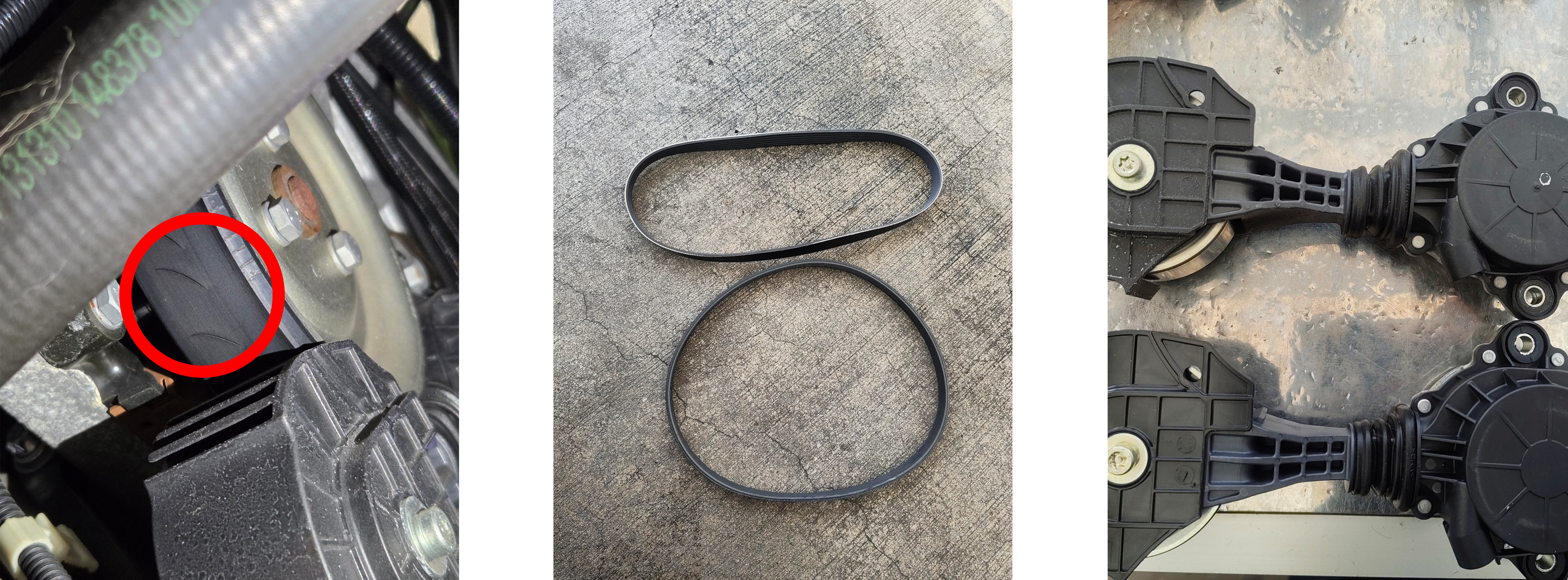 BMW 116i ウォーターポンププーリーヒビ割れ、フリクションプーリー交換