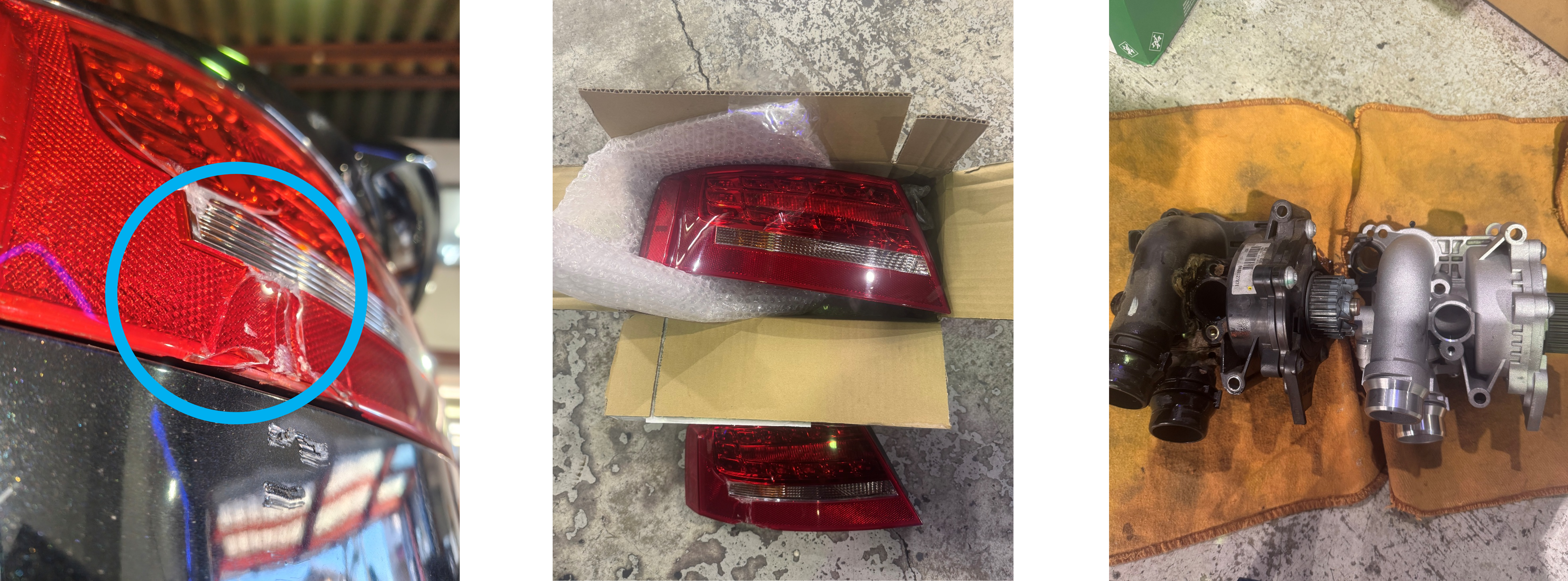 アウディA5　テールランプ、ウォーターポンプ交換