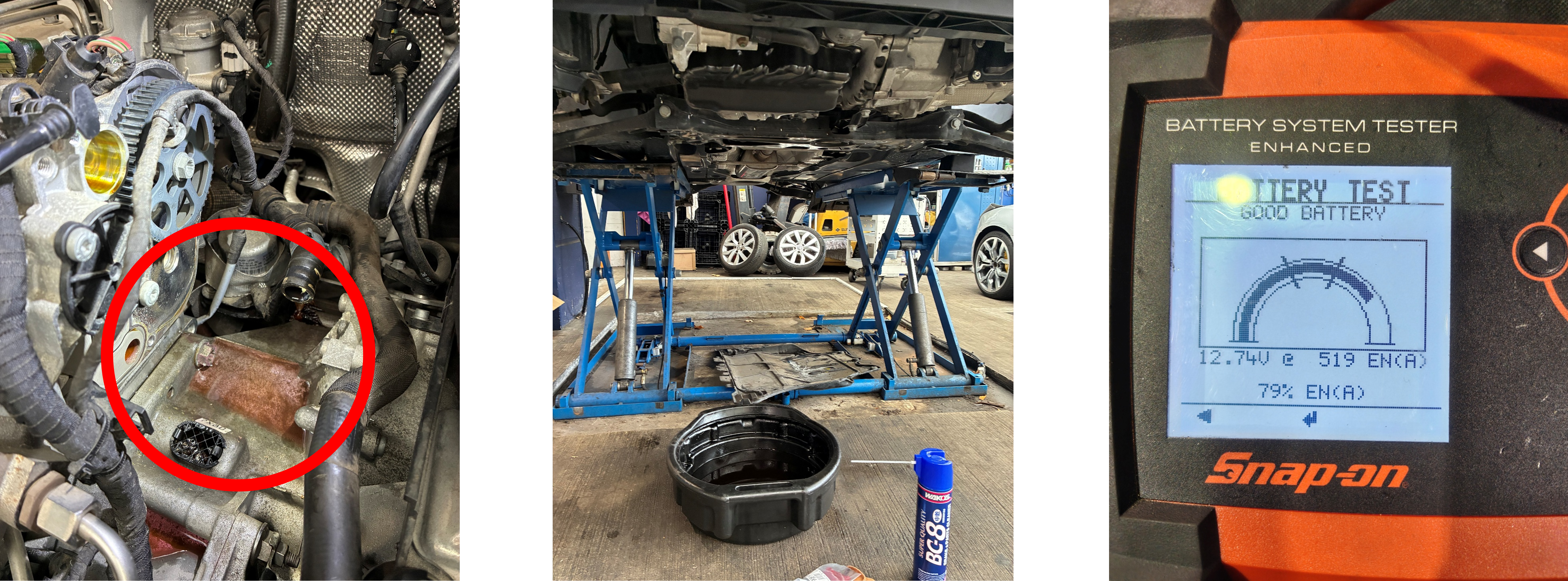 VW　ゴルフヴァリアント　エンジンオイル交換、バッテリー電圧測定