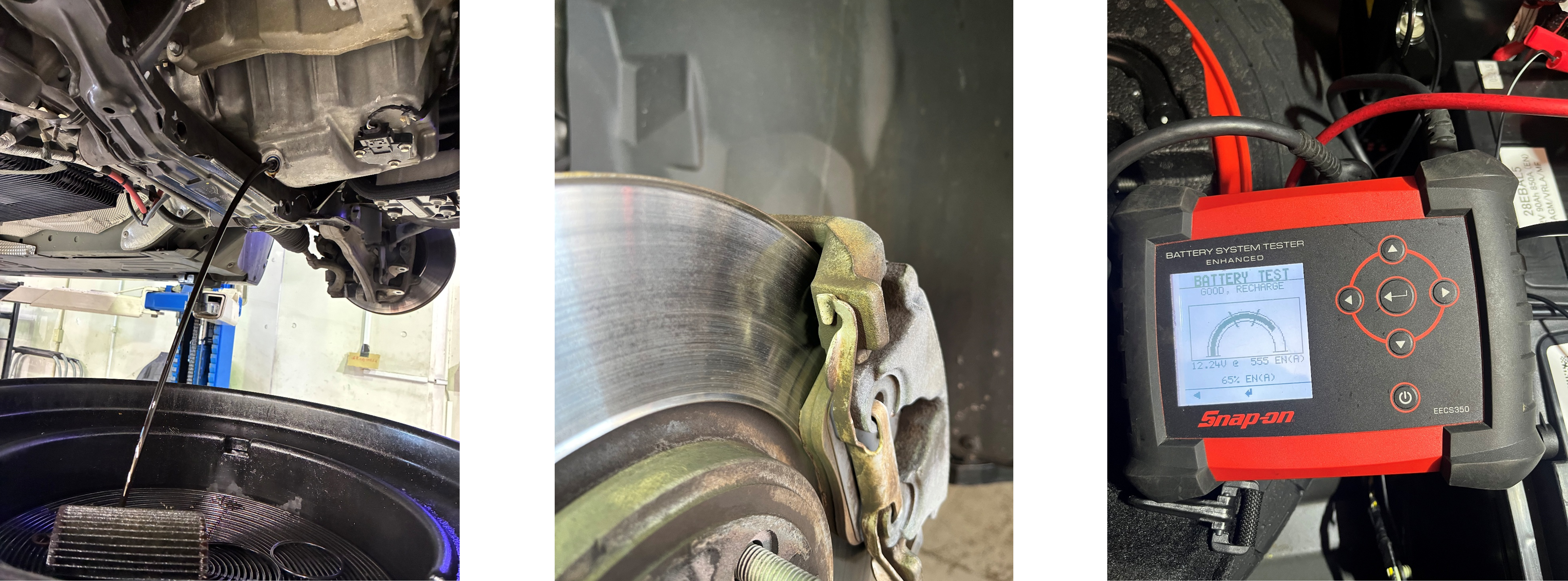 XFエンジンオイル交換、ブレーキ残量測定、バッテリー電圧測定