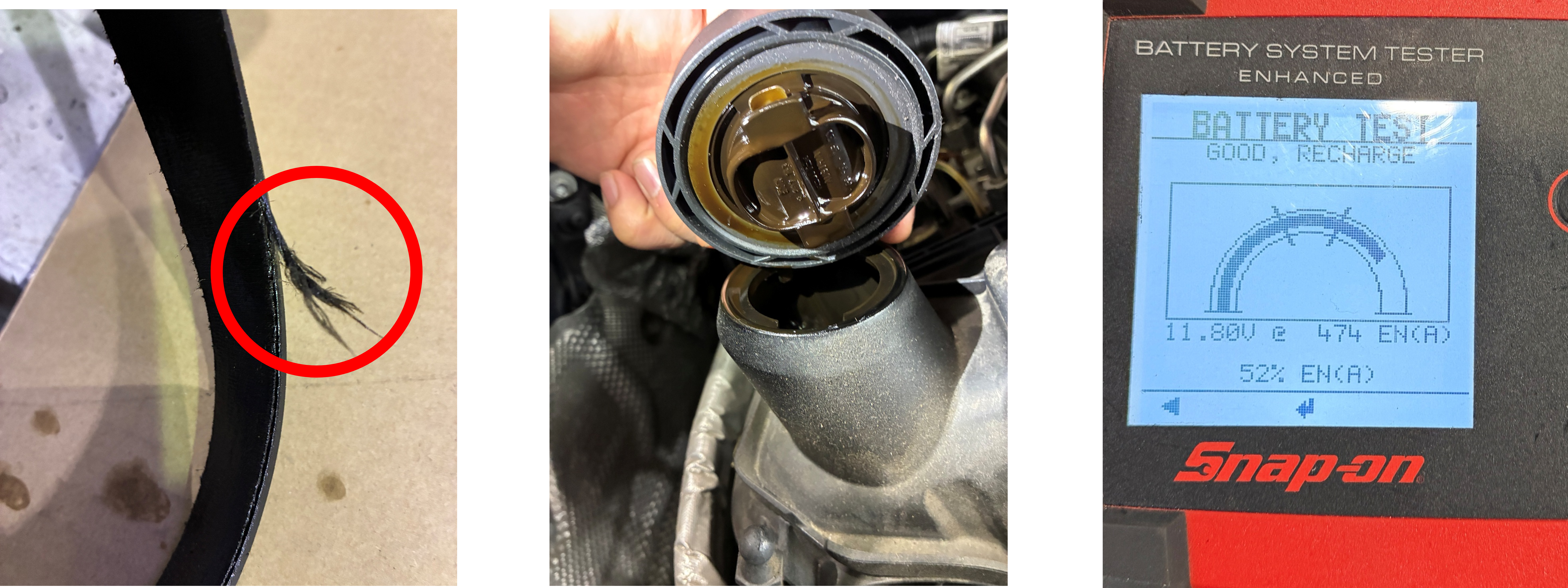 BMW 320GT　ドライブベルト交換、エンジンオイル・オイルフィルター交換、バッテリー電圧測定