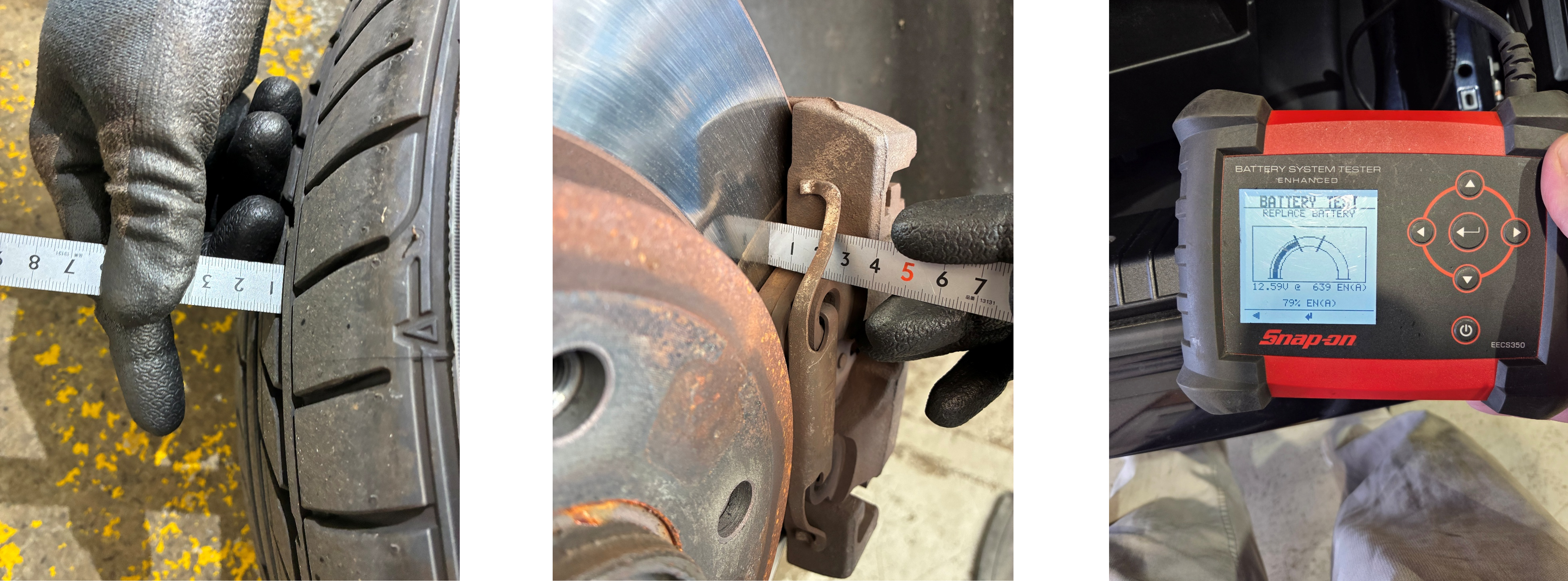 330Ciタイヤ・ブレーキ残量測定、バッテリー電圧測定