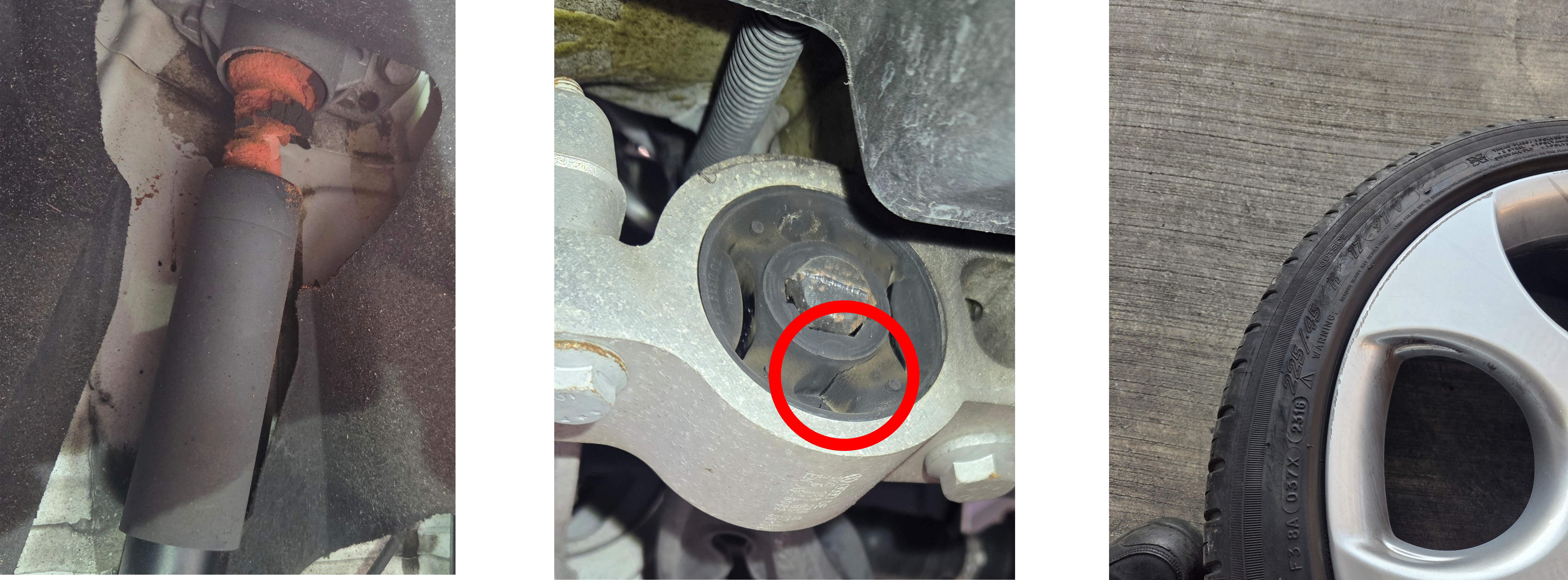 ゴルフショックバンプラバー交換、ロアアームブッシュ交換、タイヤ交換