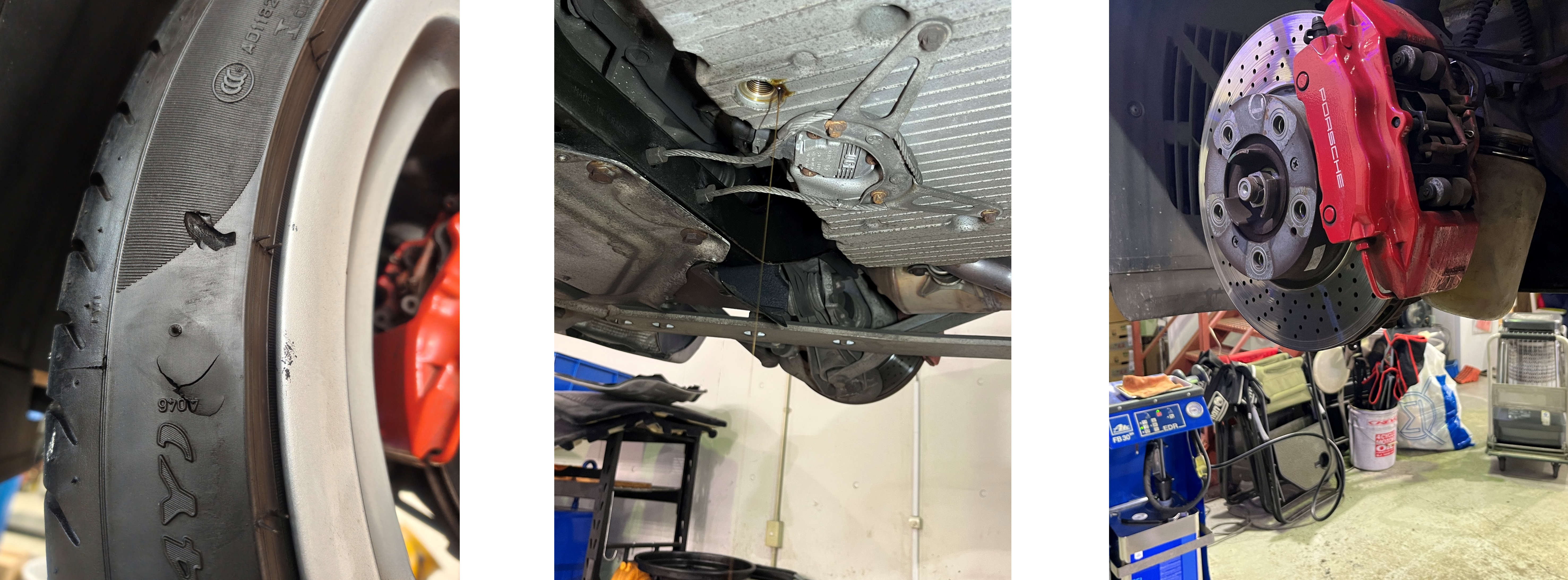 ケイマンタイヤ・ブレーキ残量測定、エンジンオイル・オイルフィルター交換、ブレーキフルード交換・エア抜き