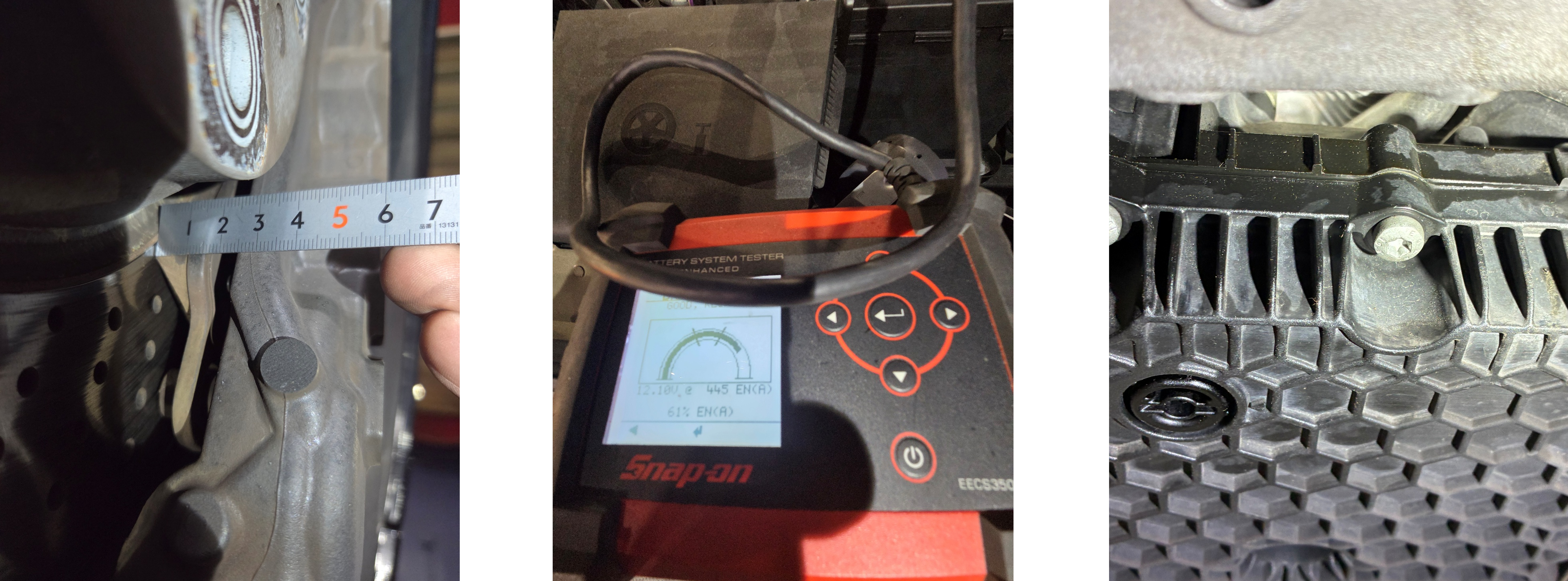 991ブレーキ残量測定、バッテリー電圧測定、オイル滲み