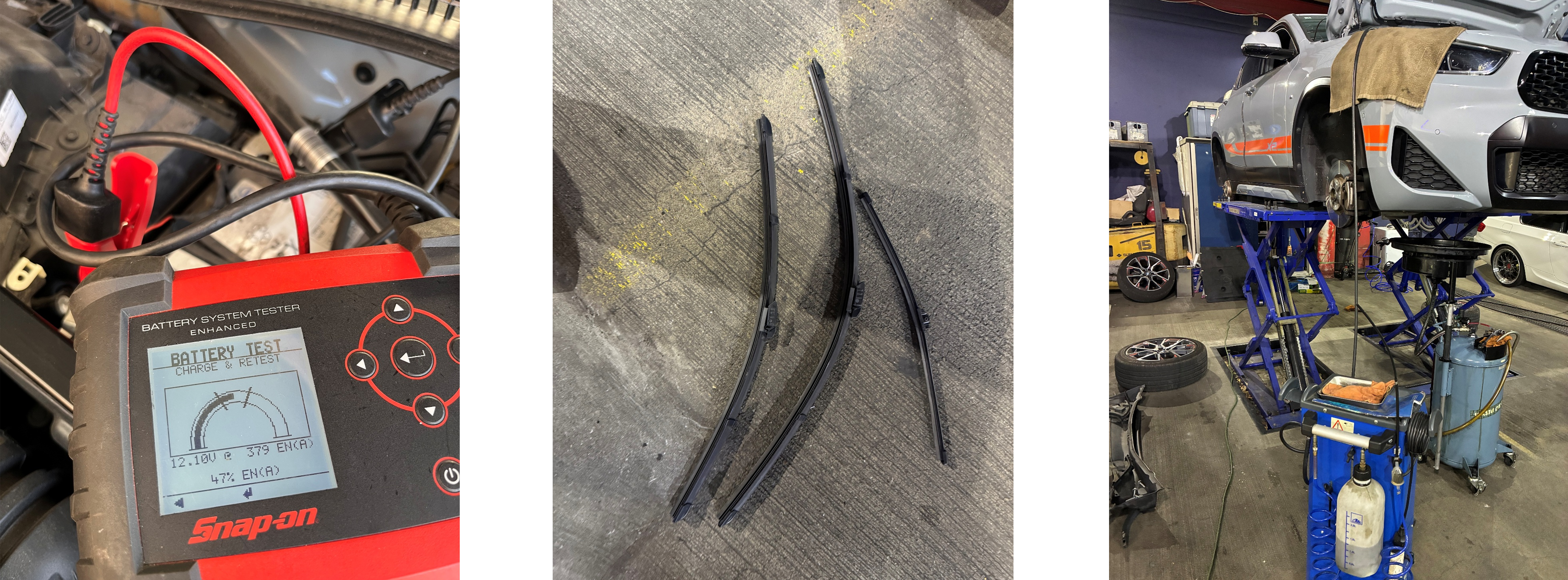 X2バッテリー電圧測定、ワイパーブレード交換、ブレーキフルード交換・エア抜き