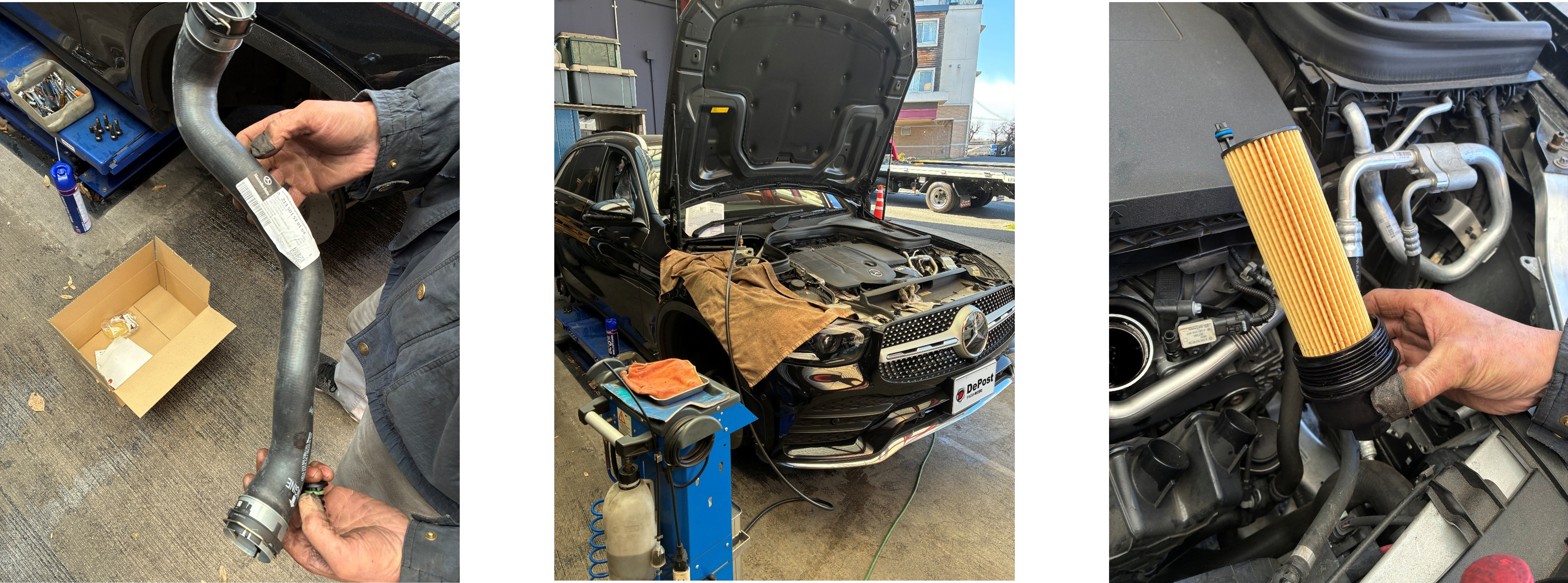 GLCアッパーホース交換、ブレーキフルード交換・エア抜き