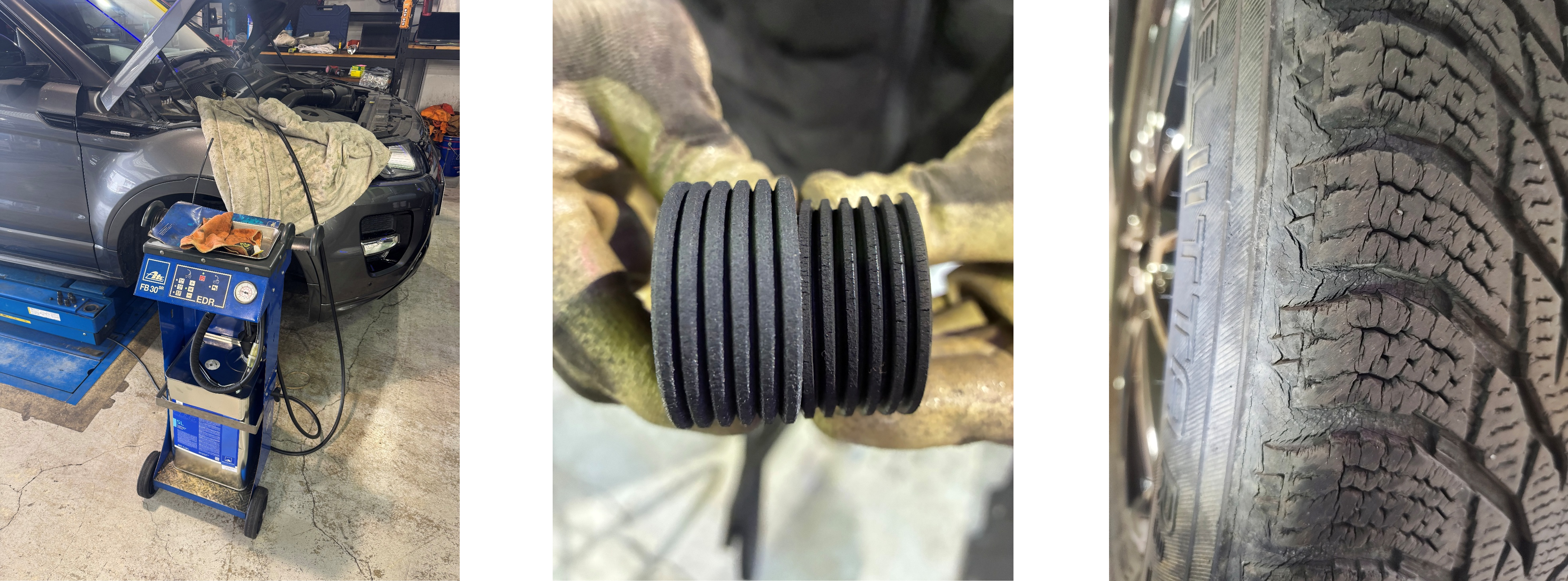 イヴォーグファンベルト交換、タイヤ交換