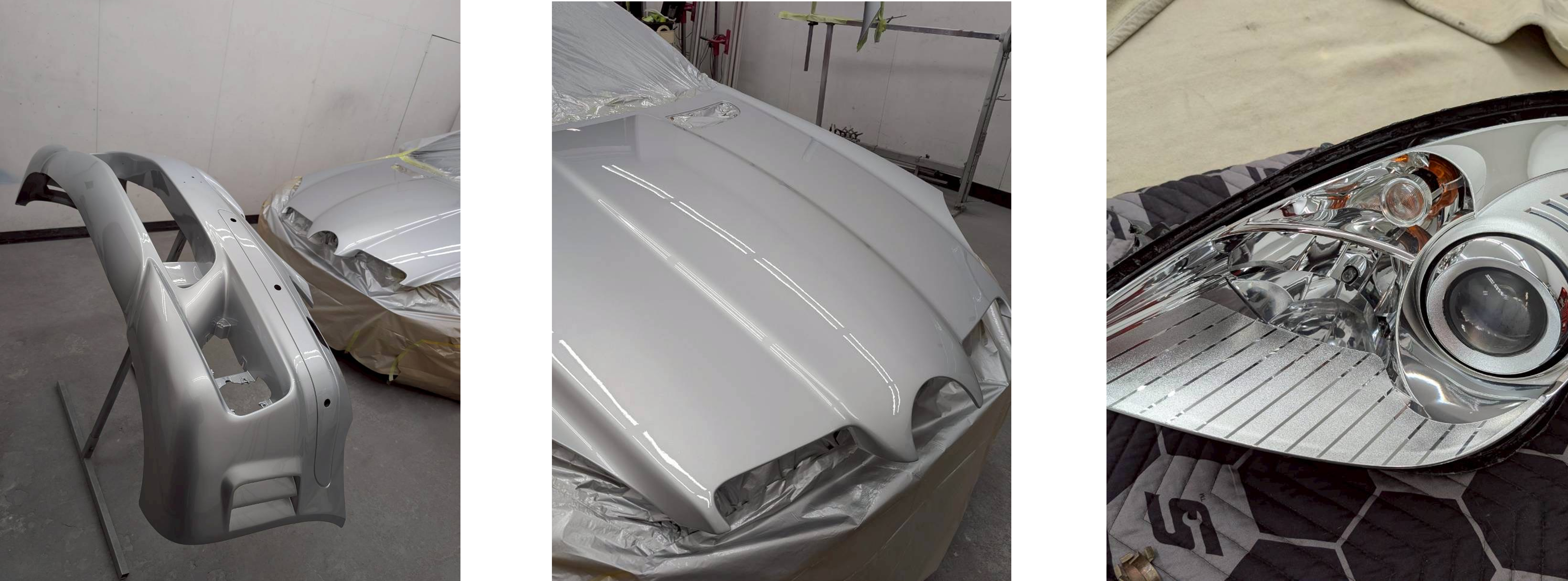 SLKボンネット、ヘッドライト修理