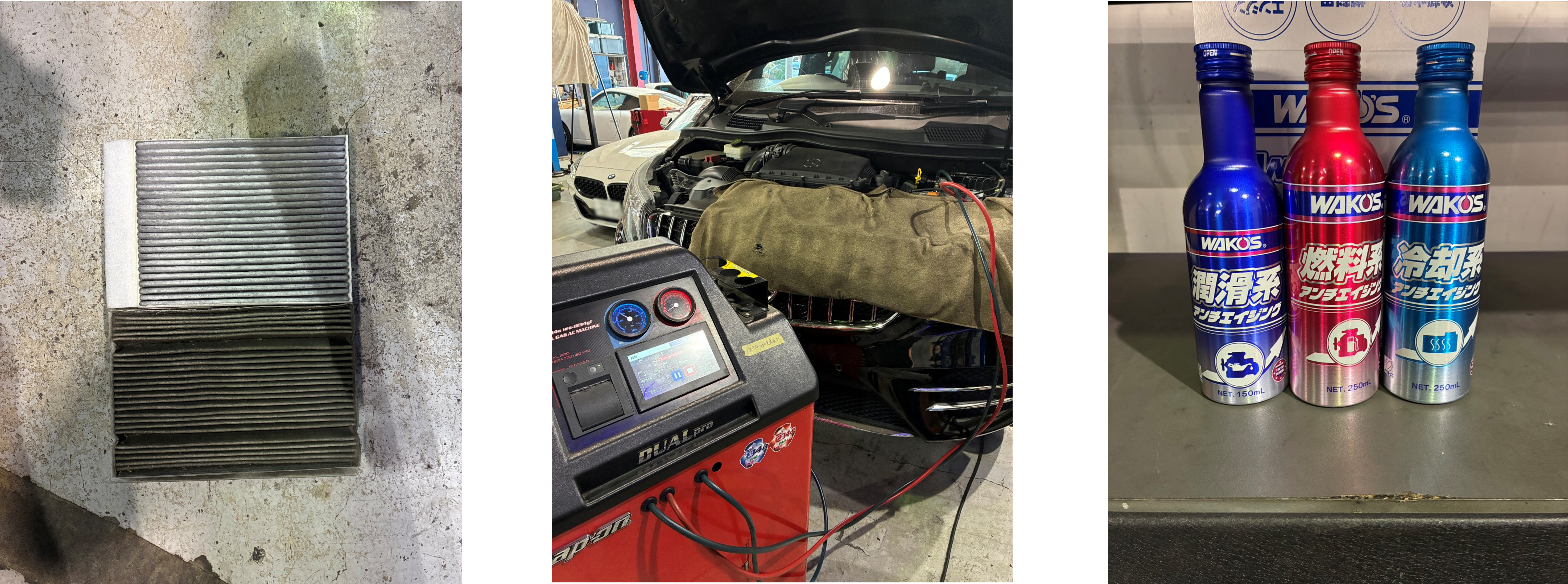 Vクラスエアコンフィルター交換、エアコンラインドライ洗浄、エコリフレッシュキット