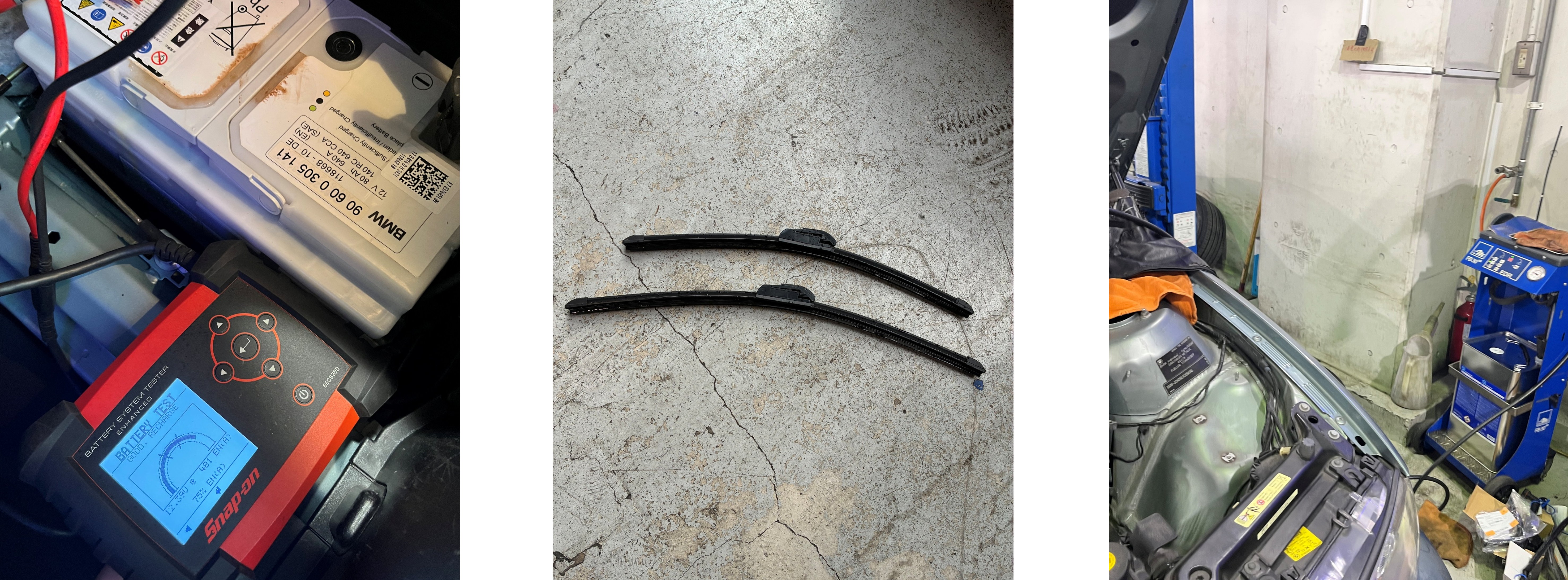 330Ciバッテリー点検、ワイパーブレード交換、ブレーキフルード交換・エア抜き、