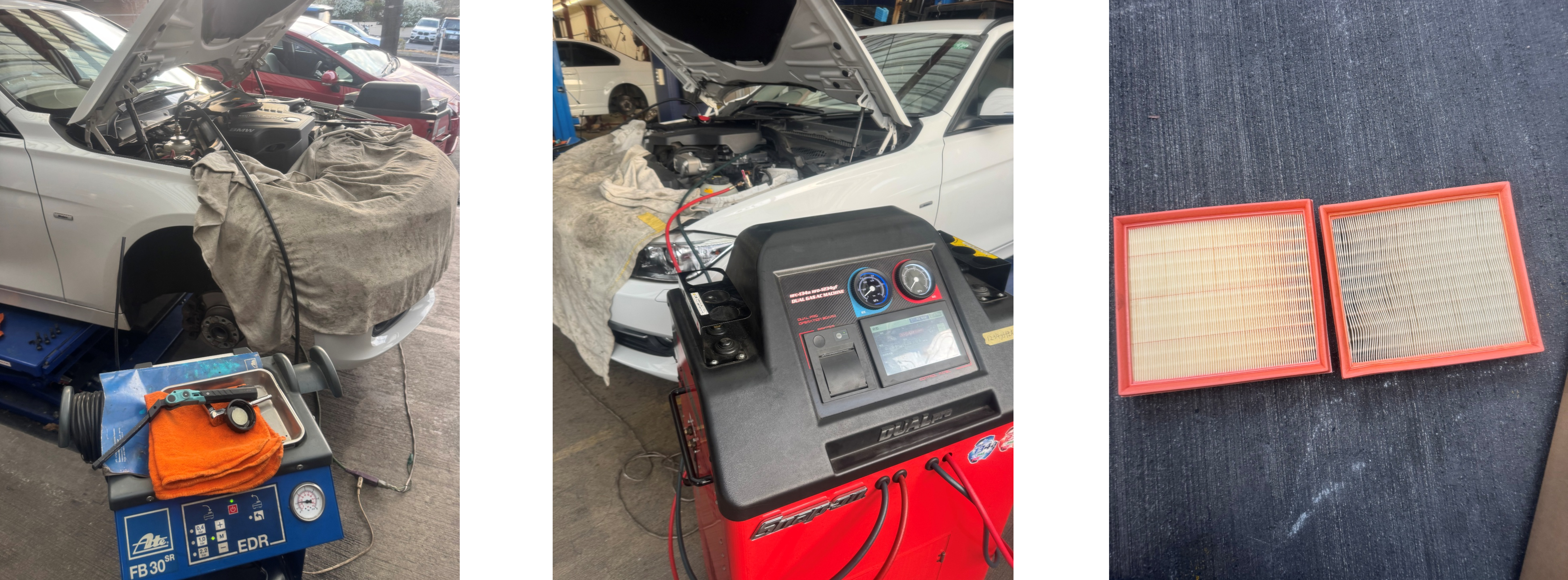 320iブレーキフルード交換・エア抜き、エアコンラインドライ洗浄、エアクリーナー交換