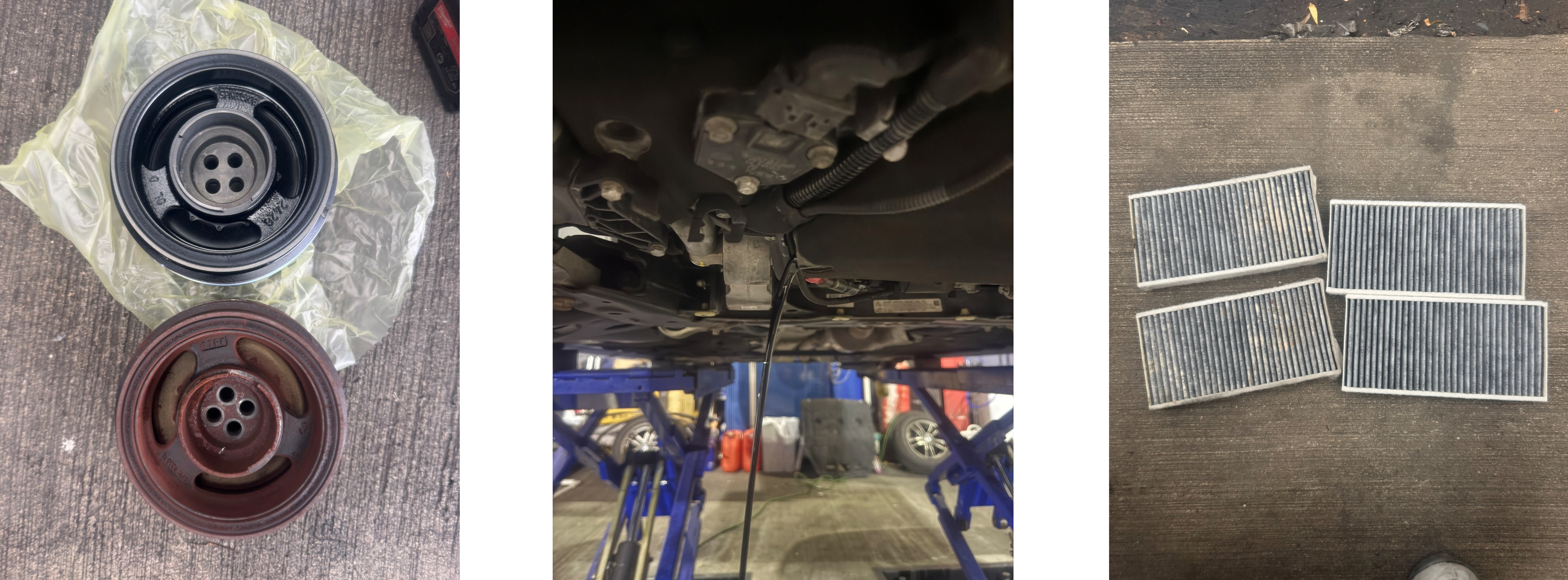 218dバイブレーションダンパー交換、エンジンオイル・オイルフィルター交換、エアコンフィルター交換