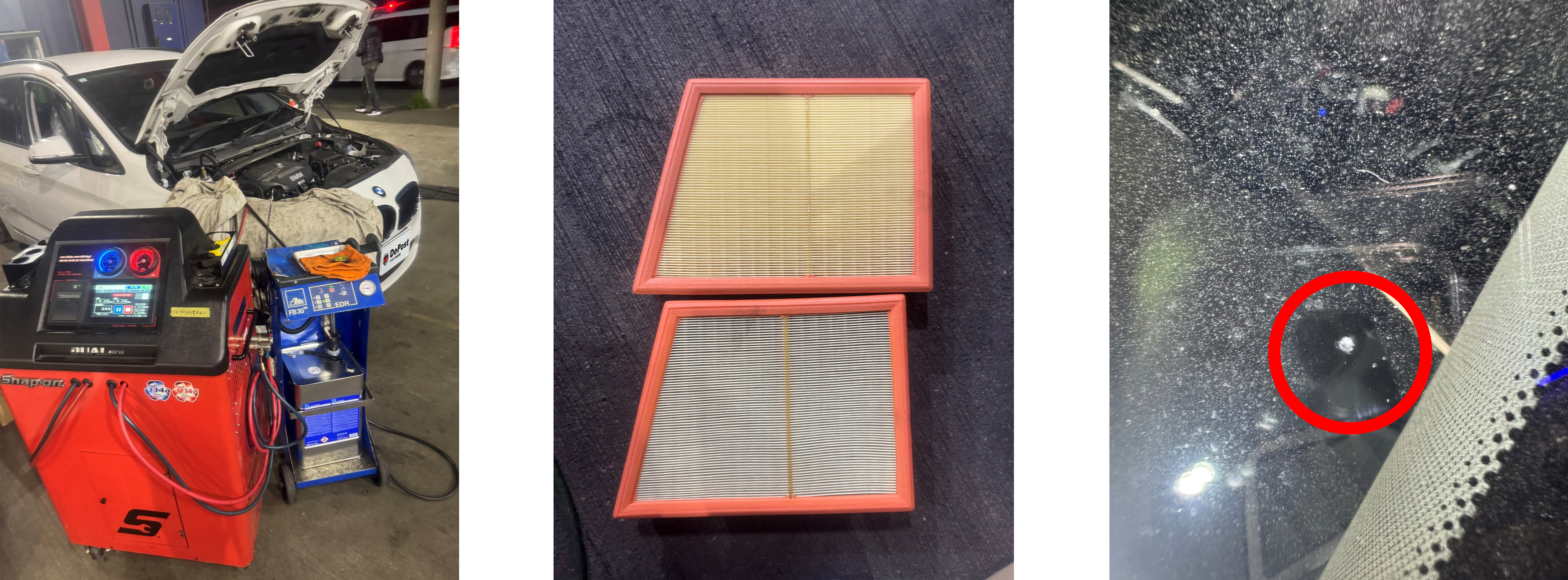 218dブレーキフルード交換・エア抜き、エアクリーナー交換、飛び石リペア