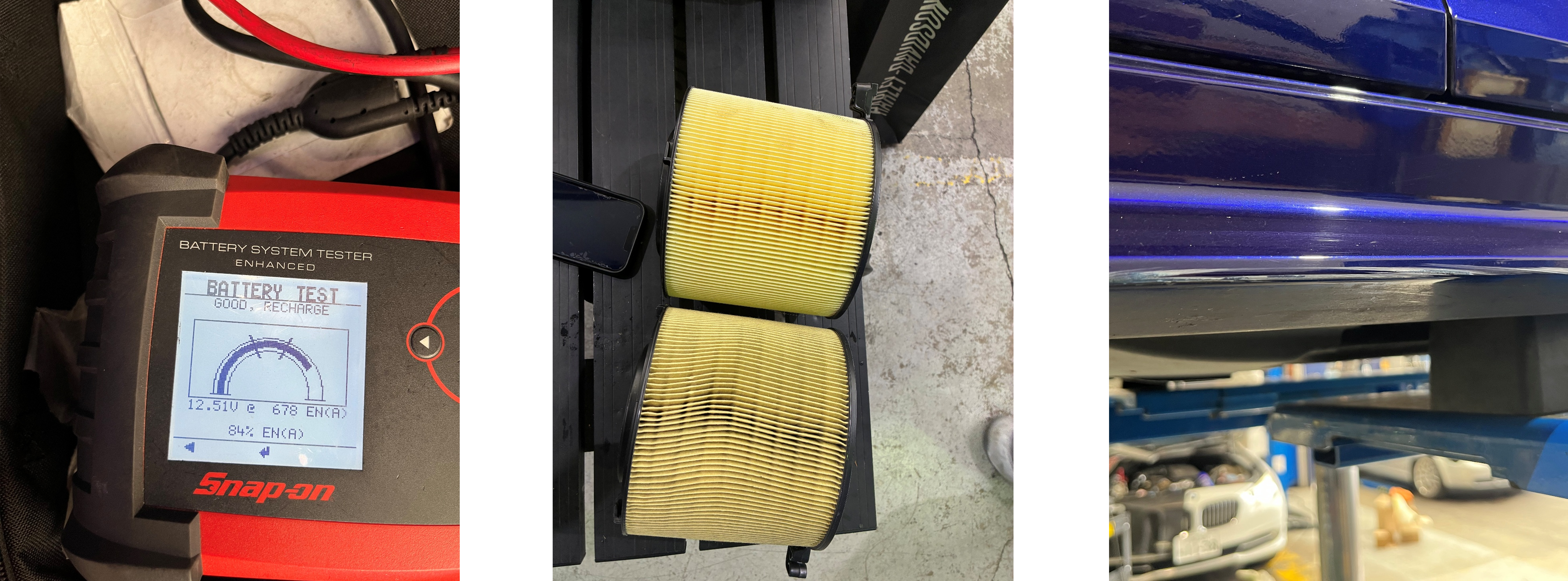 A4バッテリー電圧測定、エアクリーナー交換、タッチアップ塗装