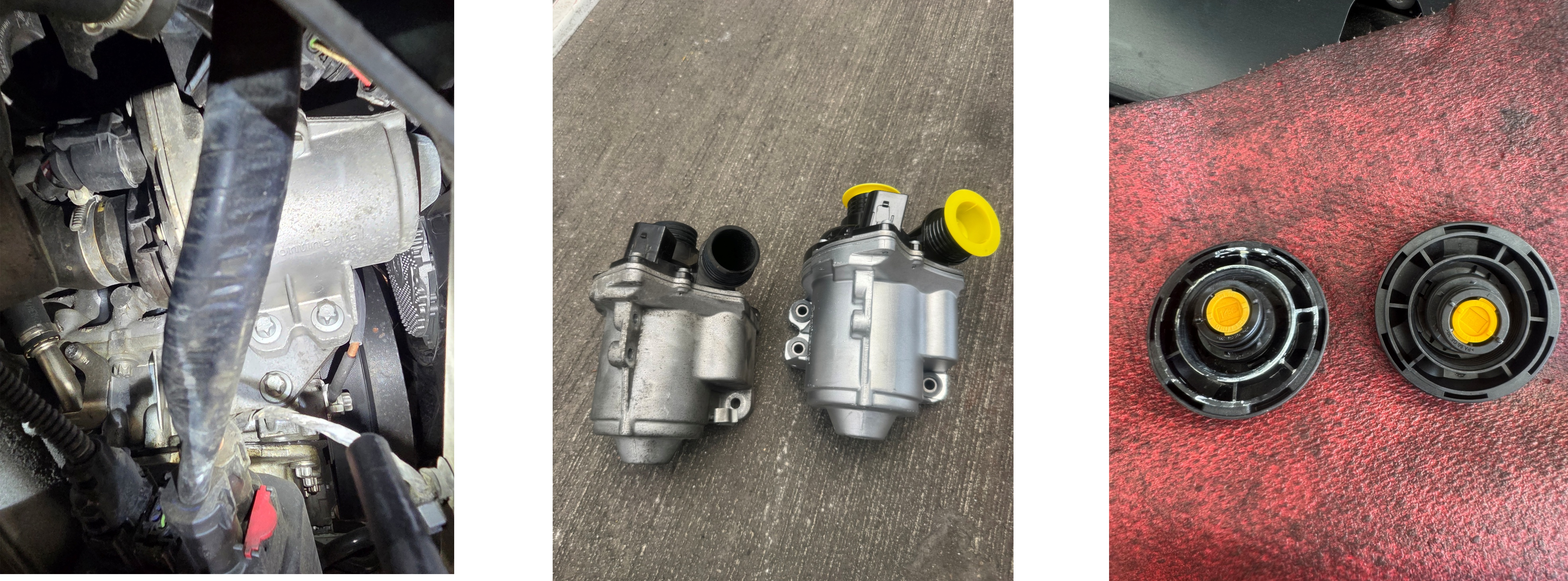 X3ウォーターポンプ交換、ラジエーターサブタンクキャップ交換