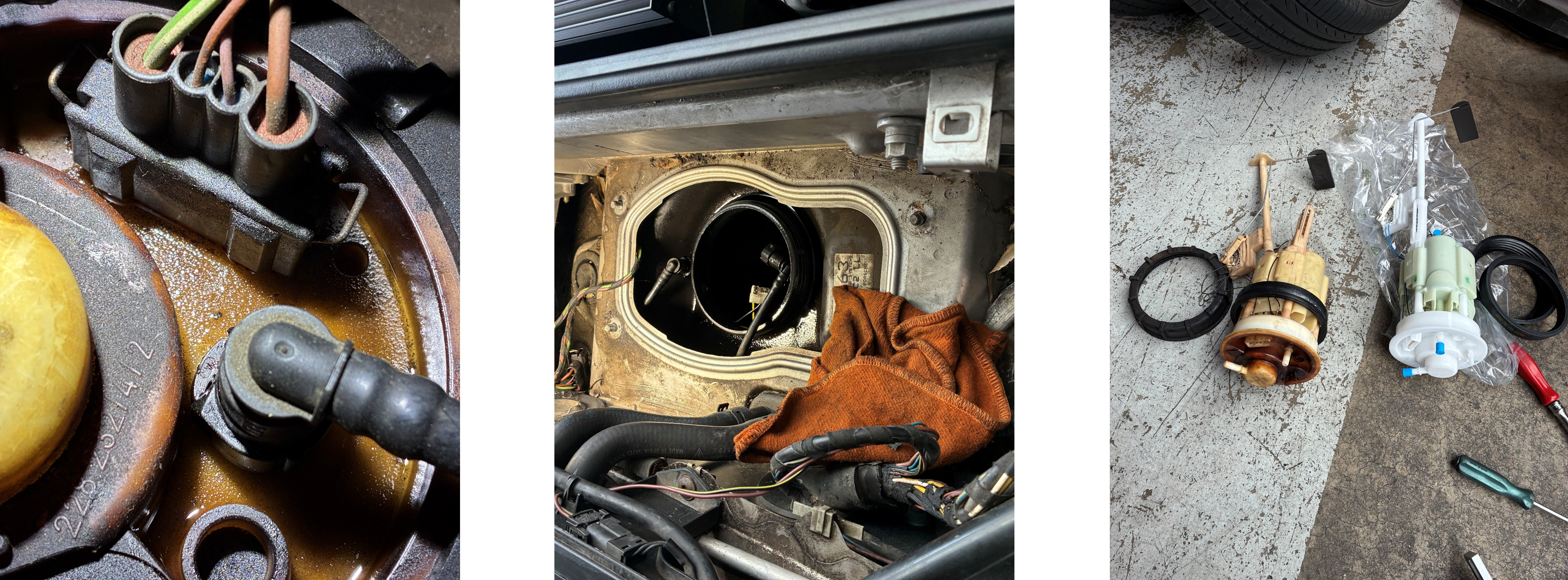 ボクスター燃料漏れ、フューエルレベルセンサー交換