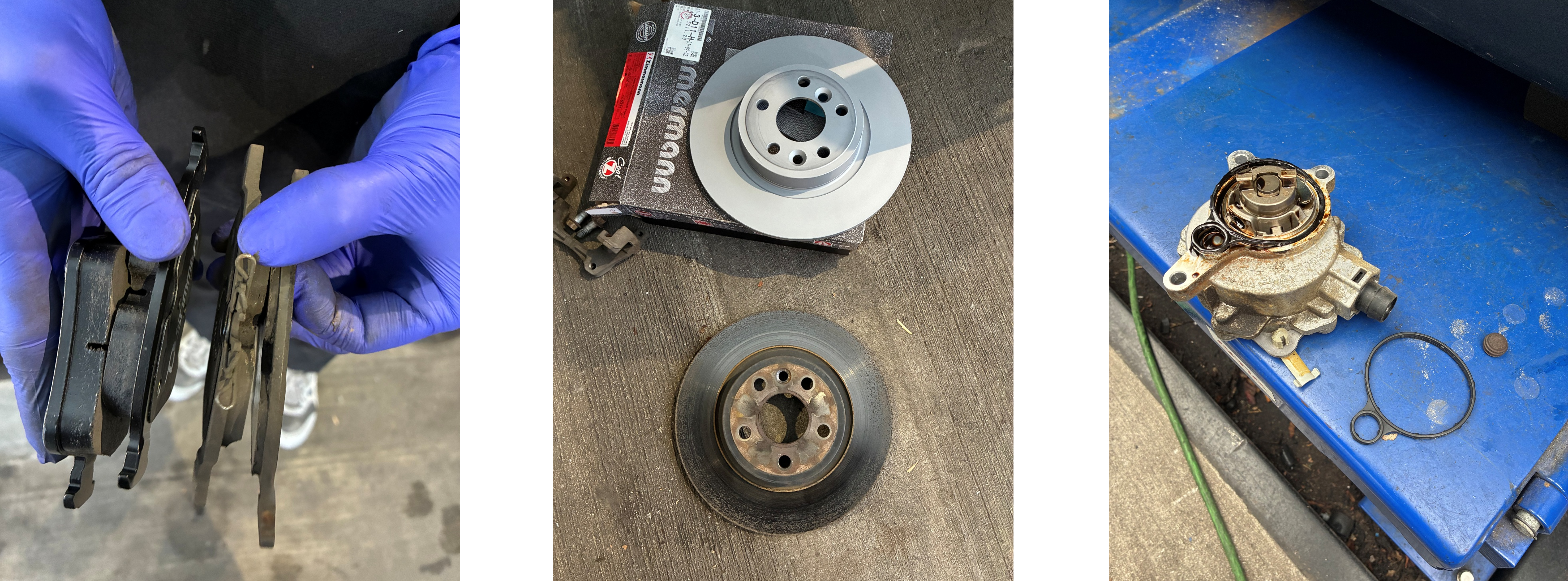 ディスカバリーブレーキパッド交換、ディスクローター交換、バキュームポンプガスケット交換