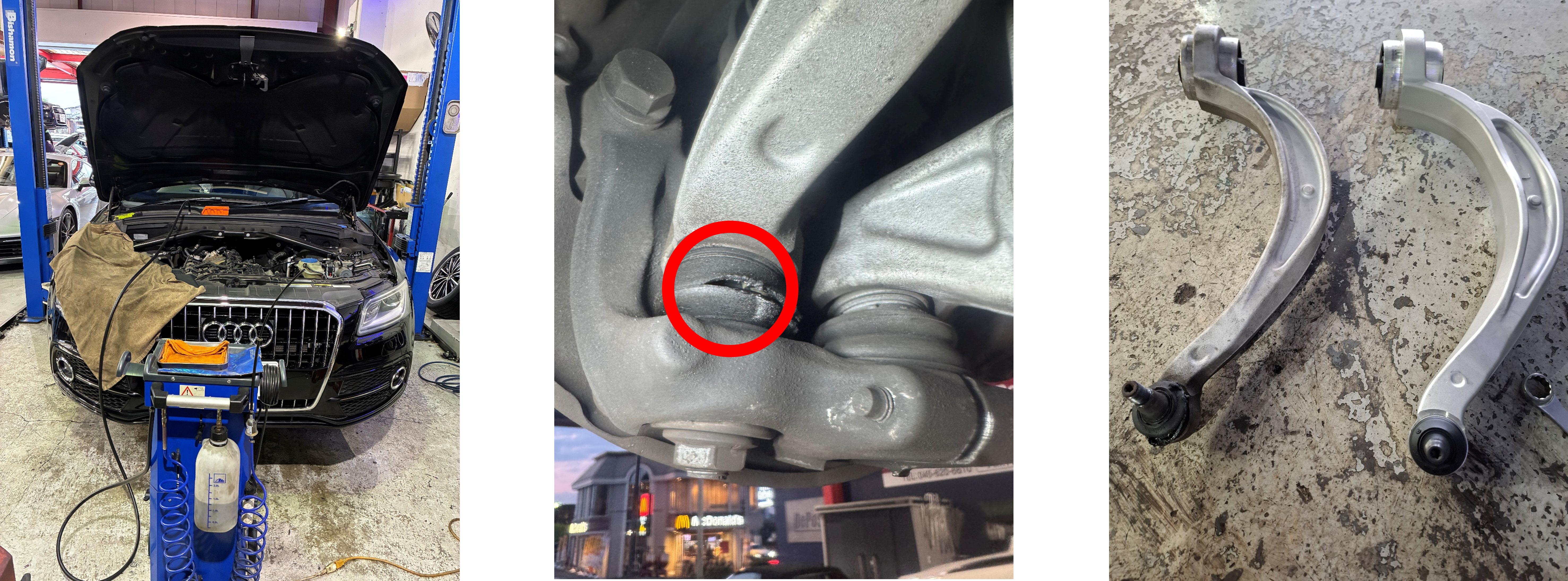 Q5ブレーキフルード交換、ロアアーム交換