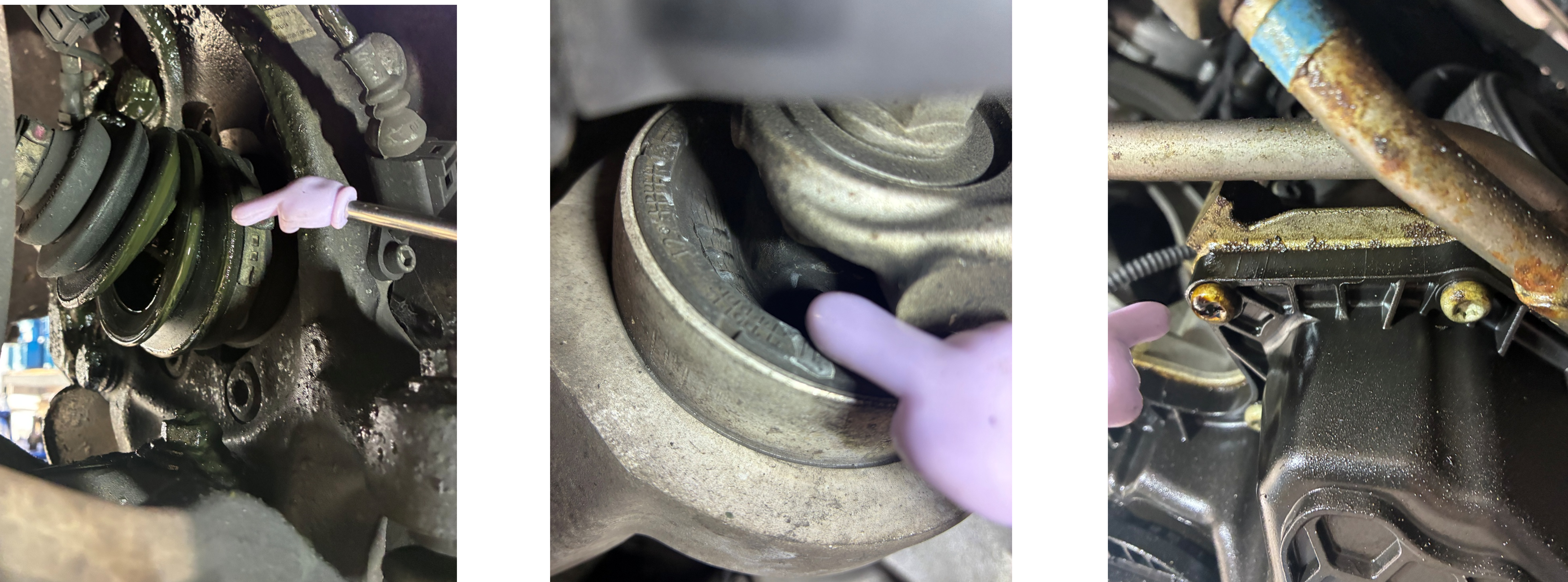 Q5ドライブシャフトブーツ切れ、コントロールアームブッシュ切れ、オイル漏れ
