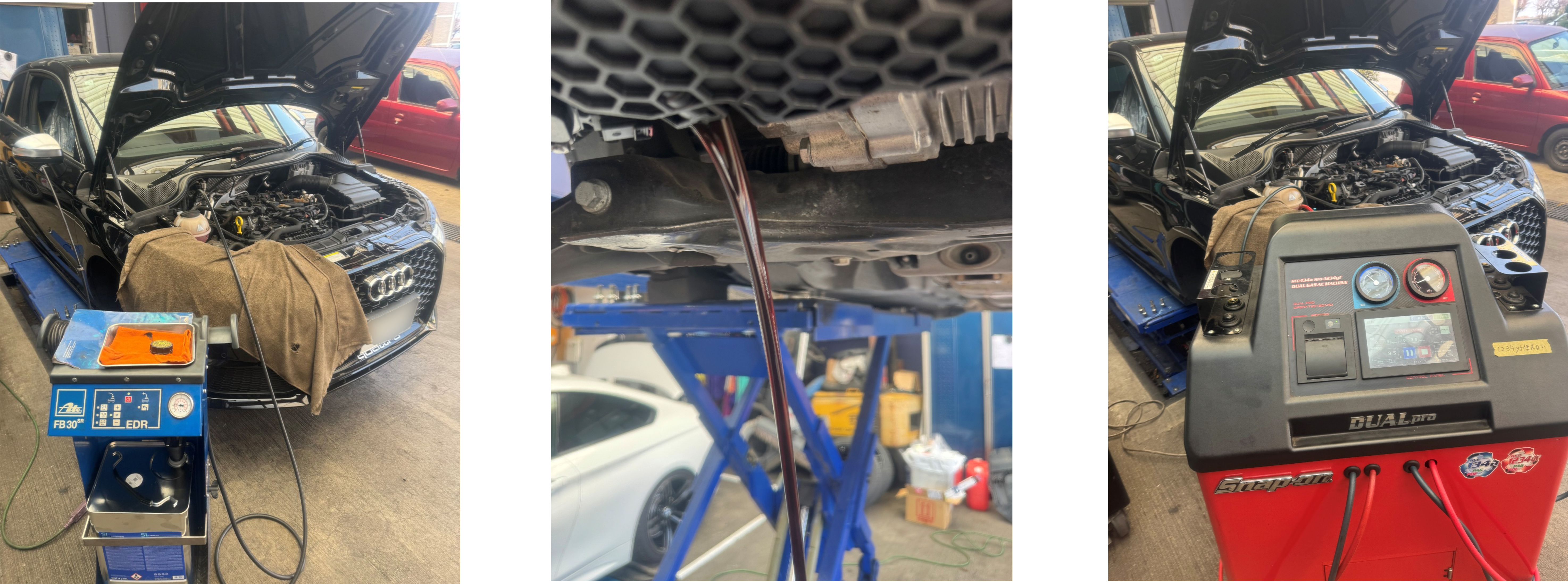 S1ブレーキフルード交換、エンジンオイル交換、エアコンラインドライ洗浄